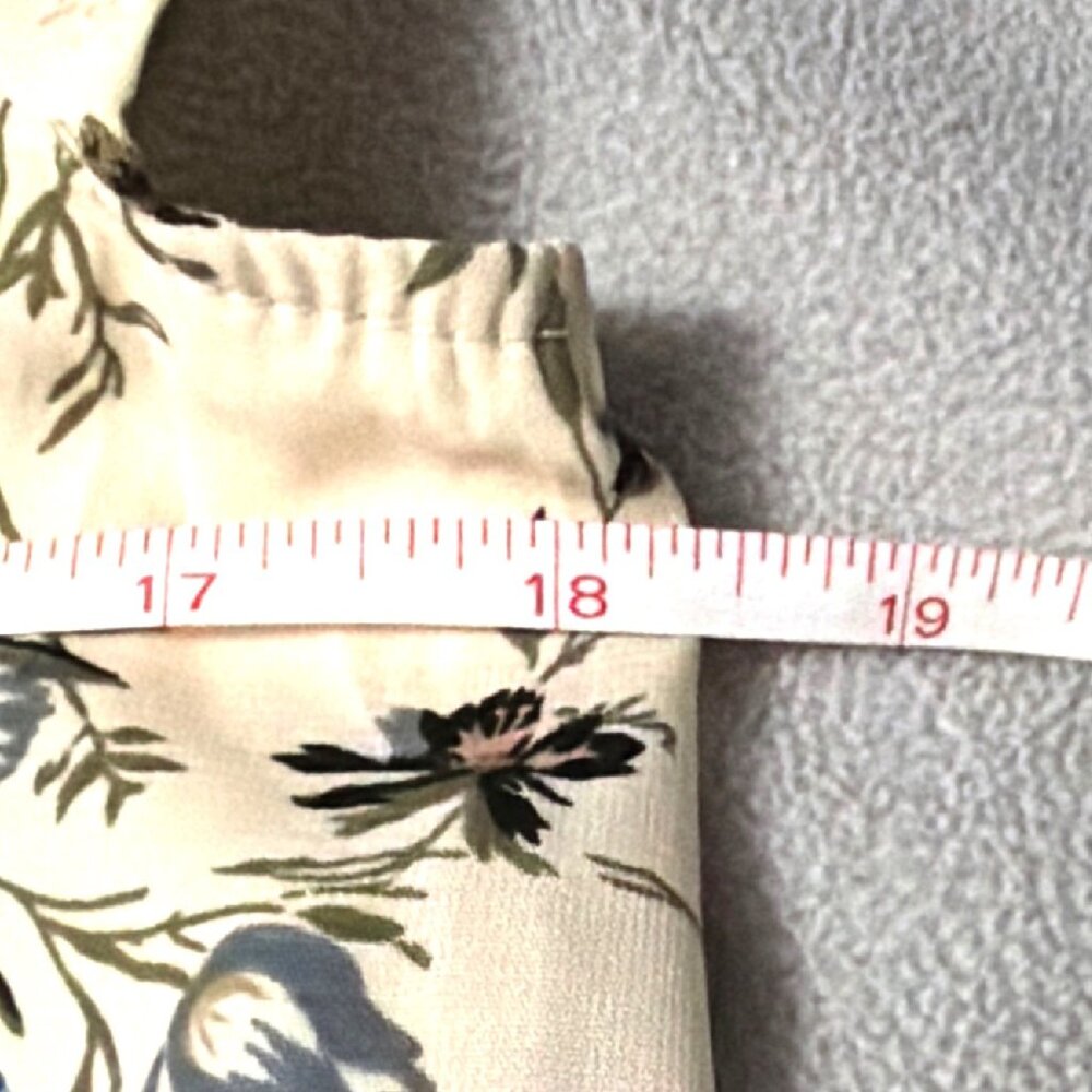 Pink Owl Floral Print Crisscross Back Cream Dress Medium 100% Polyester - Picture 5 of 6